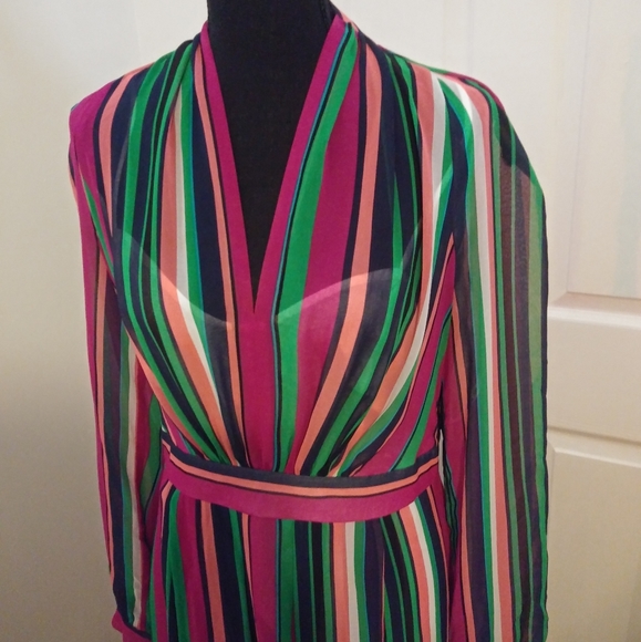 NWT Anne Klein Striped Sheer Orchid Dress Combo - Picture 2 of 6